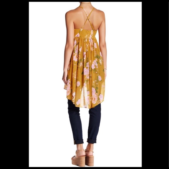 FREE PEOPLE BOHO MIRAGE TUNIC MUSTARD TANK TOP XS - Picture 3 of 5